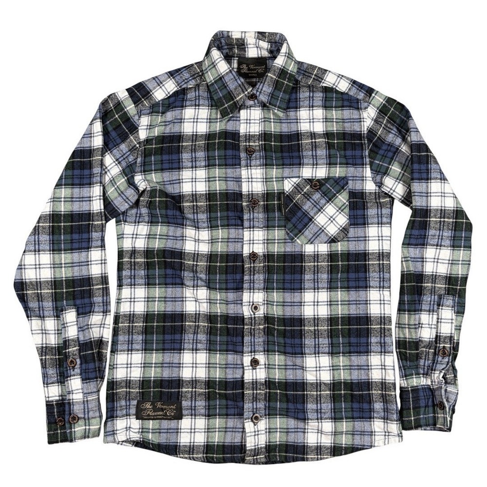 Vermont Flannel Company Plaid Tartan Flannel Shirt Made USA Mens Sz S EUC